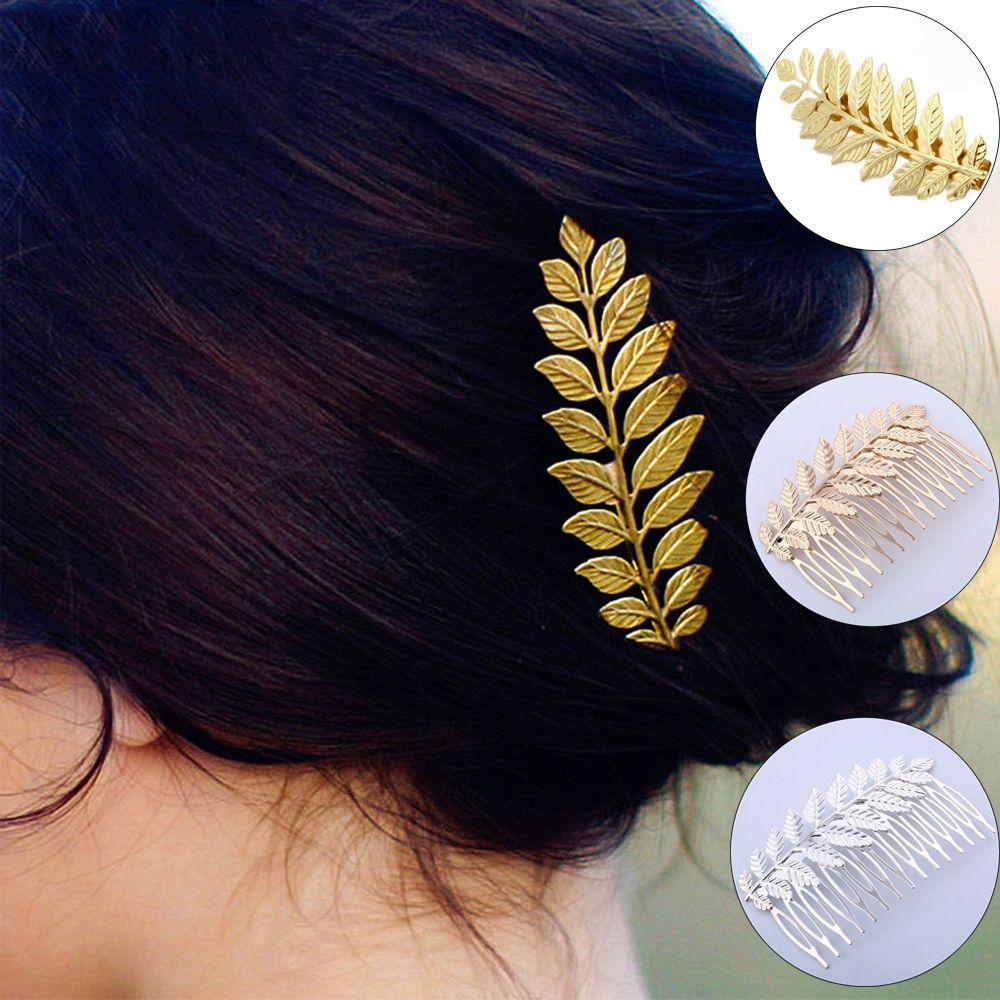 Plated Silver Gold Headwear Hair Clip Girl Barrettes Hair Combs Leaf Hairpin