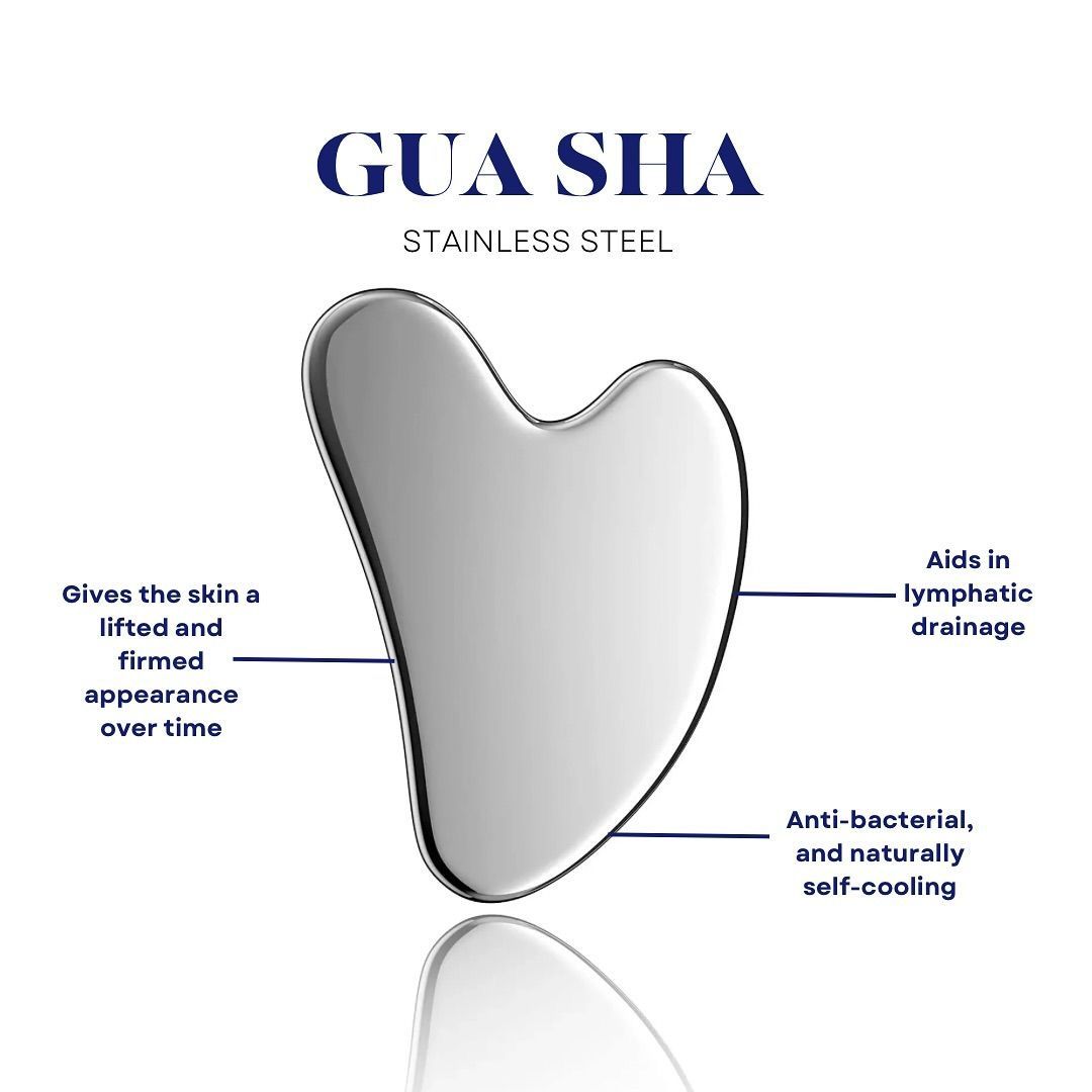 Premium Stainless Steel Gua Sha Facial Massager Tool - Anti-Aging & Lymphatic Drainage Face Shaper