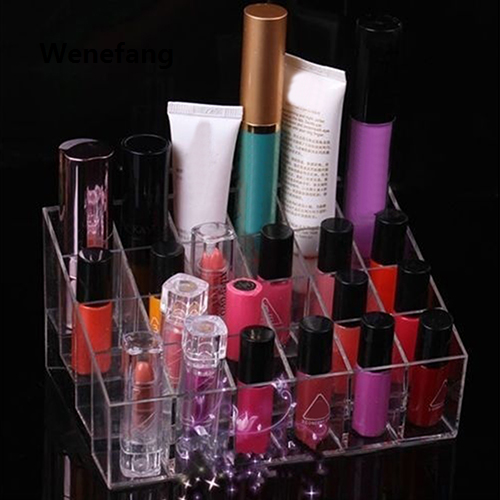 Wenefang 【New Arrivals】Hot 24 Grid Acrylic transparent and beautiful Makeup Organizer Portable Storage Box lipstick Nail Drill polish organizer Cosmetic Box Hol