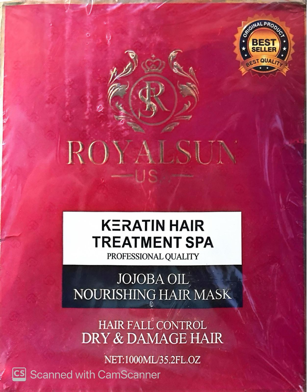 Royalsun USA Keratin Hair Treatment SPA | JOJOBA Oil Nourishing Hair Mask | Hair fall Control | Damage Care | Professional Quality | 1000ML