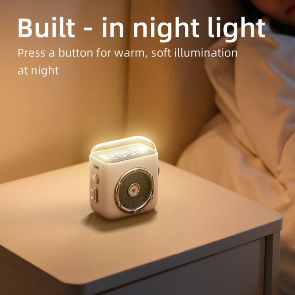 New Bluetooth Magnetic Back Clip Mini Bluetooth Speaker Built in Microphone Time Display Retro Speaker Night Light 360 Stereo Effect Portable Speaker Home Decor