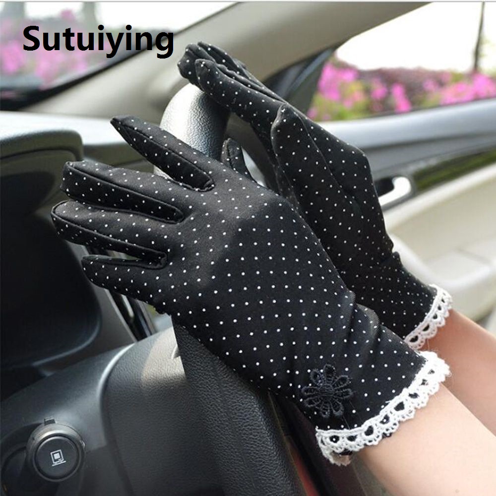 Sutuiying Thin Fashion Spandex Breathable Anti-UV Summer Sunscreen Dots Gloves Driving Gloves Women Gloves