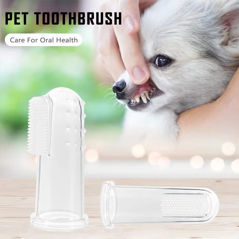 5/10pcs Safe Ultra-Soft Cat Silicone Toothbrush Transparent Remove Bad Breath Dog Toothbrush Cleaning Remove Tartar Fingertip Toothbrush Dogs