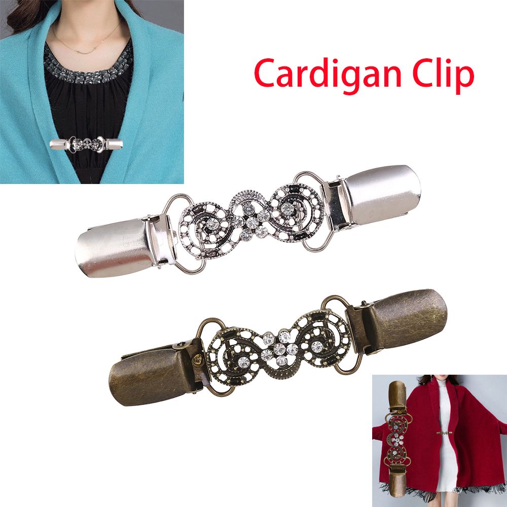 New Women Rhinestone Decoration Antique Flower Brooches Retro Cardigan Clip Sweater Shawl Clips Collar Duck-mouth Clasps