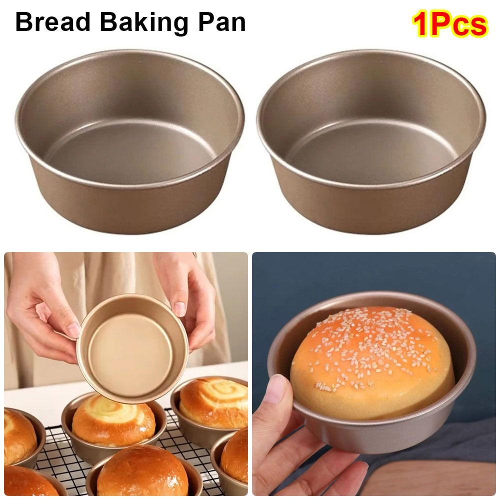 1Pcs New Non-Stick Hamburger Baking Mold Mini 4inch Bread Baking Pan Reusable Carbon Steel Bread Mold Kitchen Bakeware