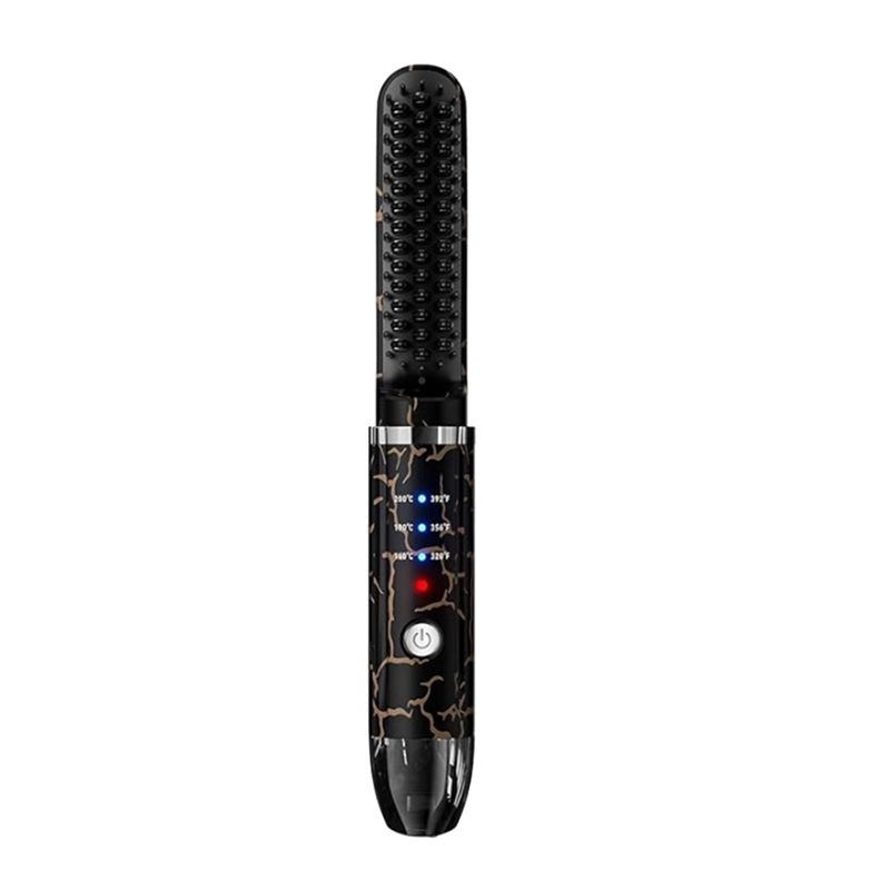 Beard Hot Comb, Cordless Heated Beard Brush, Portable Ionic Mini Hair Straightener for Men