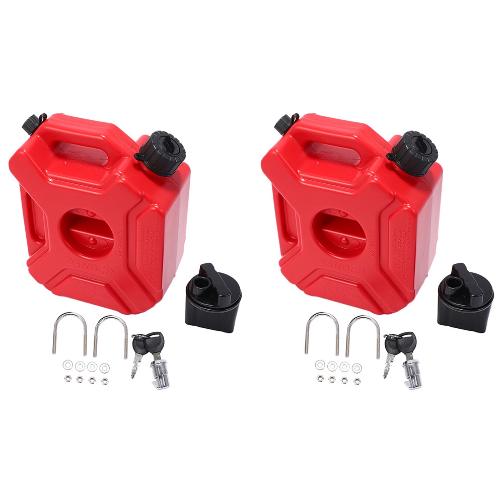 2X Motorcycle Red 3L Backup Fuel Tank Plastic Petrol Car Spare Container Petrol Tanks Canister ATV UTV