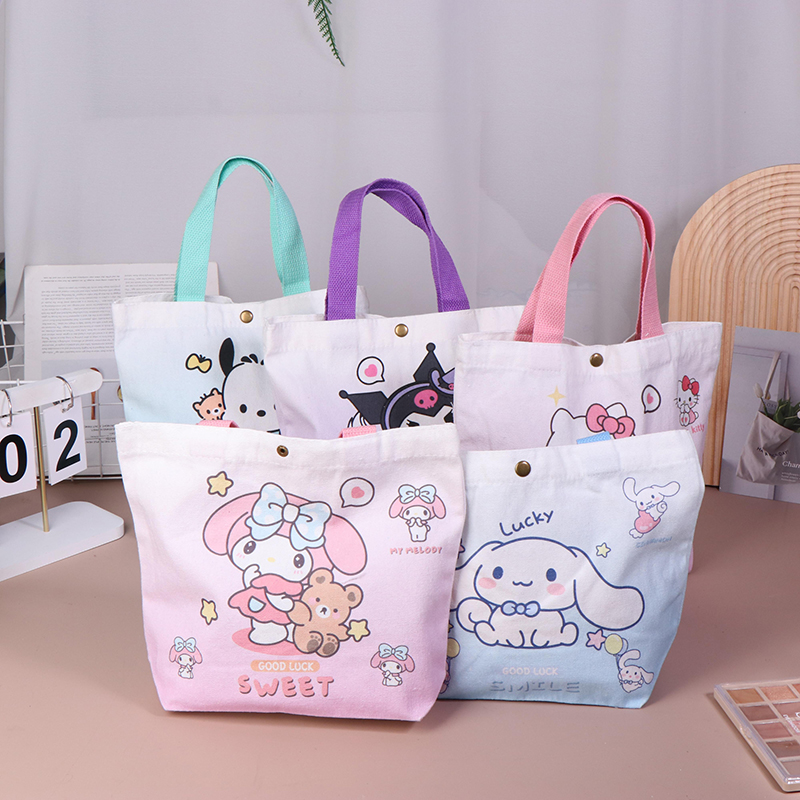 Vylon Cute Sanrio Mini Canvas Handbag Tote Bag Handbag Simplicity And Portability Small Lunch Bag Environmentally Friendly Shopping Ba Huiye