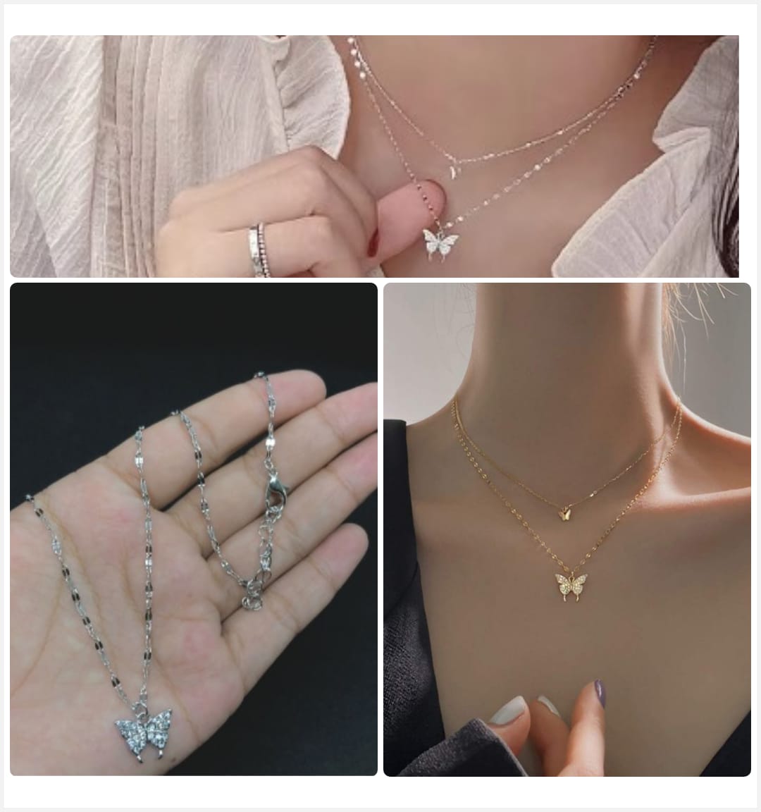 1 Piece Stainless Steel Butterfly Pendant Necklace - Simple Sweet Jewelry for Women | Single & Double Layer Available