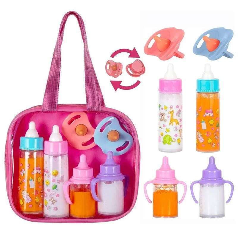 Small Size Doll Feeding Bottle Set Care Stroller 2pcs Milk and Juice Bottles with Toy Pacifier for Baby Dolls