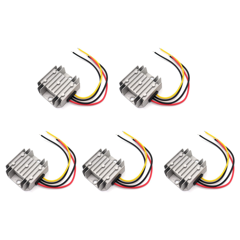 fasdaga 5X DC 24V to 12V Converter, Voltage Buck Converter 5A 60W, Transformer Waterproof with Aluminum Shell
