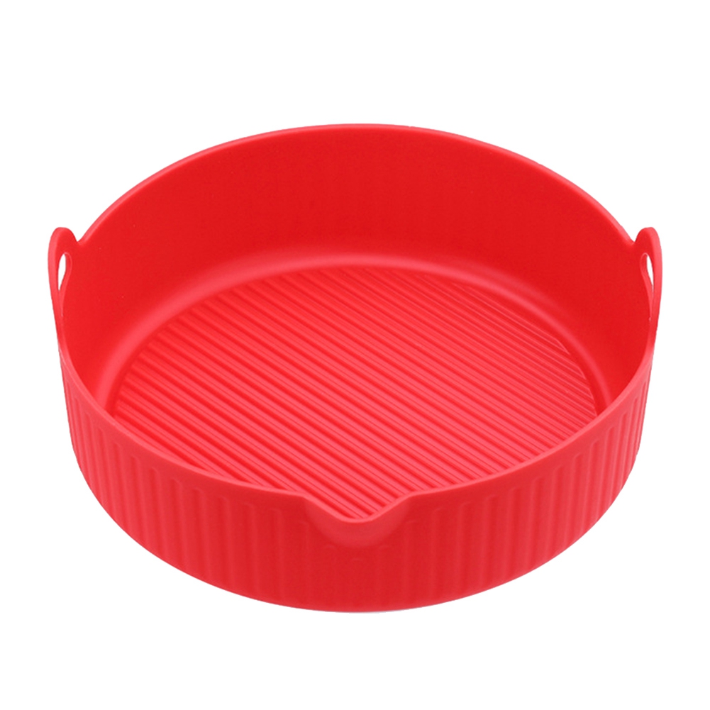 ARELENE Air Fryer Silicone Pan Air Fryer Oven Grill Pizza Chicken Air Fryer Accessories Disc Reusable Replacement Grill Pan Red