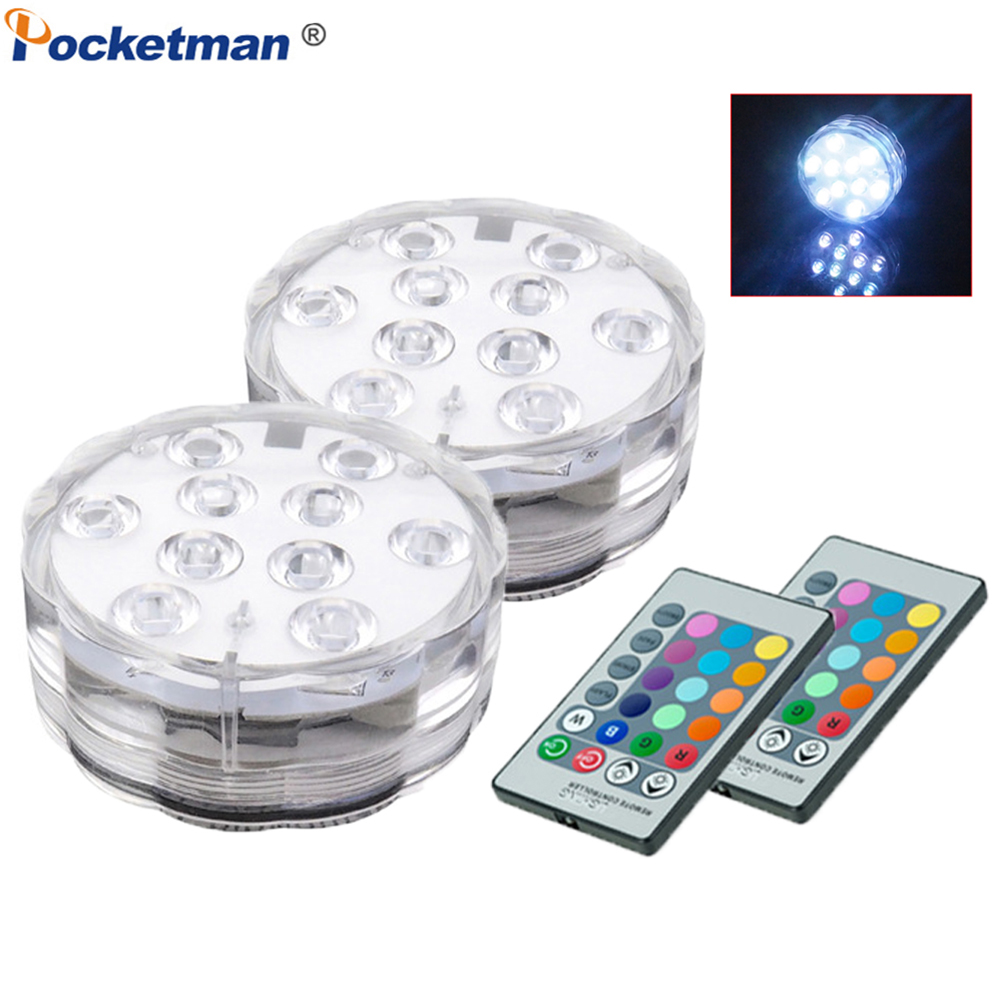 NEW 【Innovative design】Underwater Submersible Vase 10 Led Remote Controll RGB Swimming Pool Light Battery Operated Night Lamp Outdoor Party Decoration