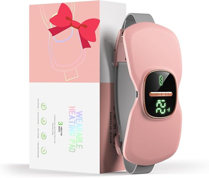 Period Cramp Relief Massager & Heating Pad - Portable Cordless Device With 3-Temp. & 4-Massage Modes For Fast Menstrual Pain Relief - Women'S Heating Machine