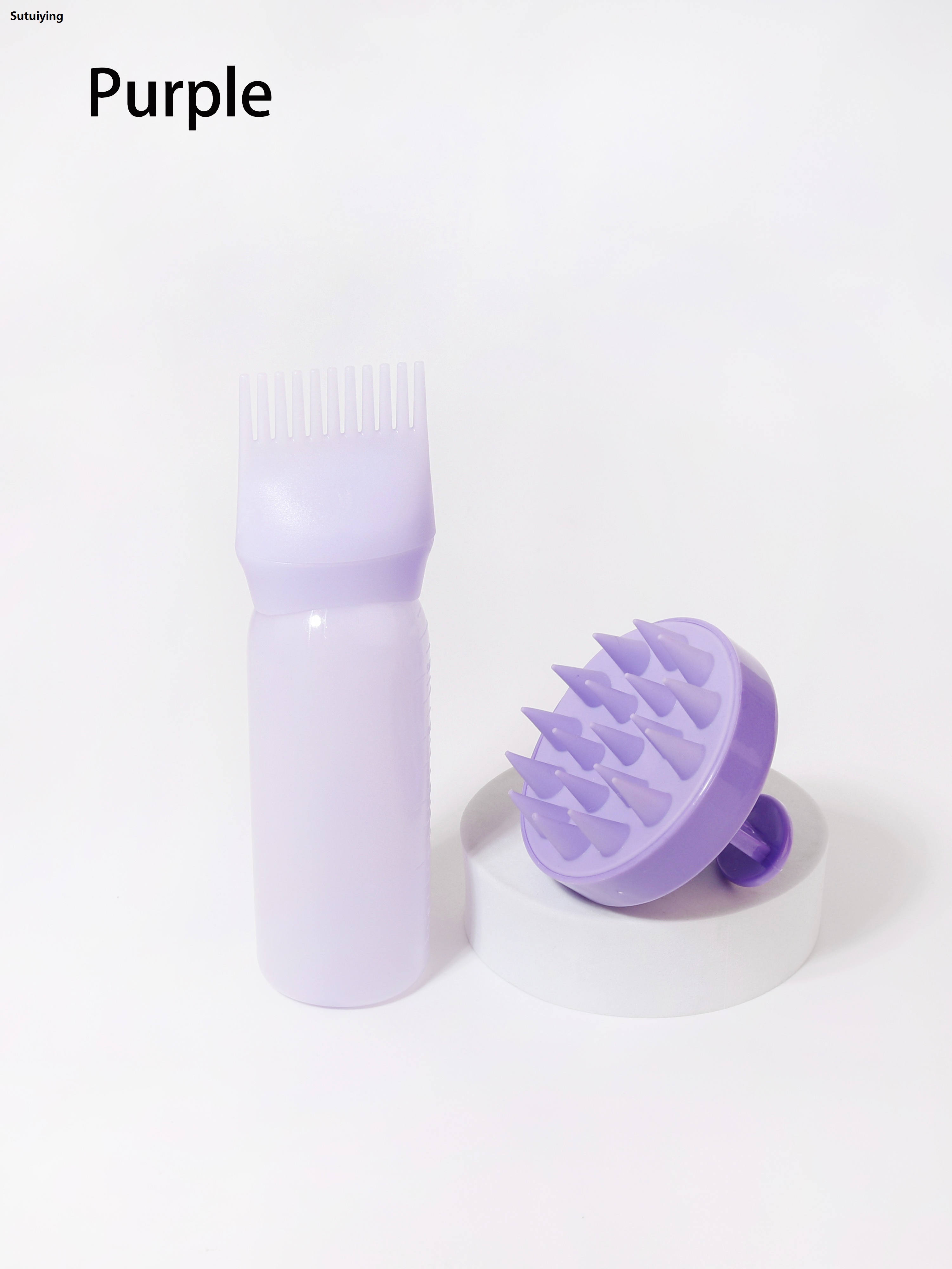 Sutuiying 2-piece comb set, root comb application bottle, soft silicone hair Hot Selling brush, scalp exfoliation, massage, suitable for home salon