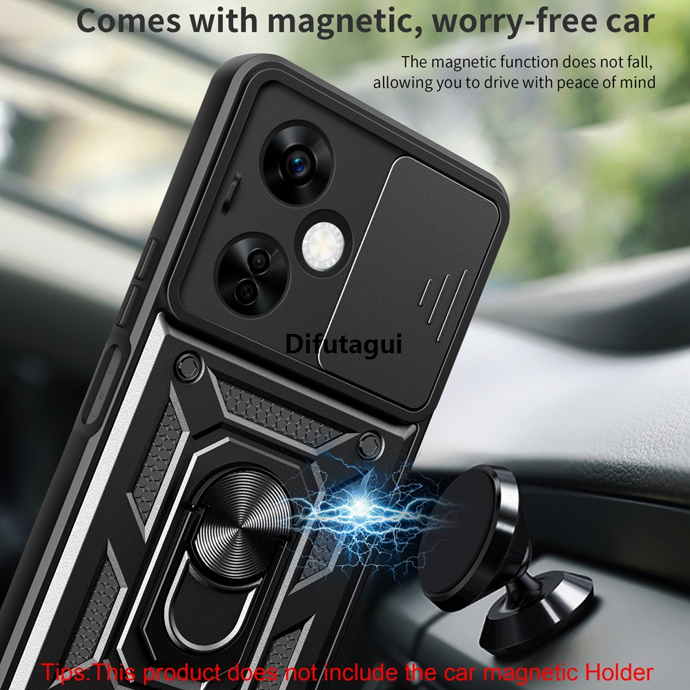 Difutagui Fashion KEYSION Shockproof Case for OnePlus Nord CE 3 Lite 5G N30 Push Portable Pull Camera Protection Stand Phone Cover for OnePlus Ace 2 1+ 11R