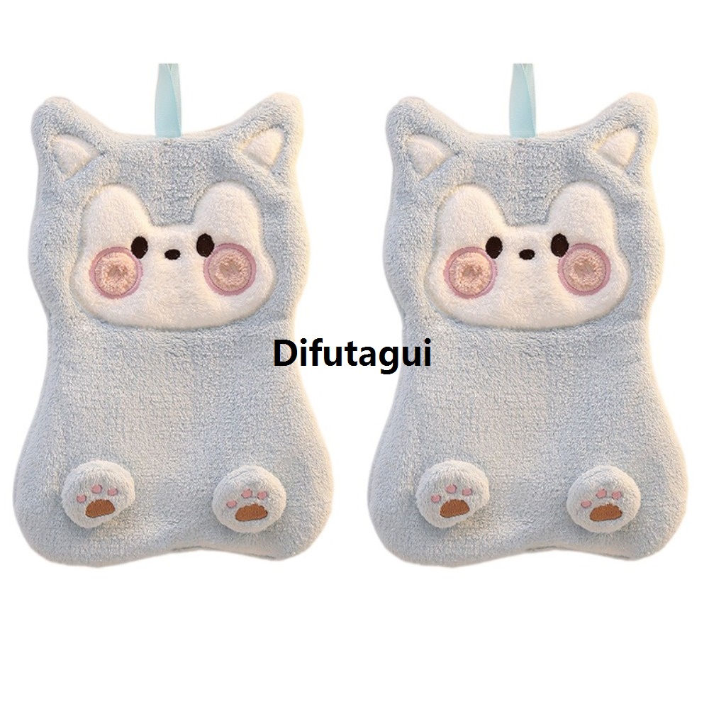 Difutagui 2Pcs Cleaning Towel Microfiber Cartoon Chicken Hand Towel Cute Hanging Husky Dishcloth Water Absorbent Thickened Wiping Towel Birthday