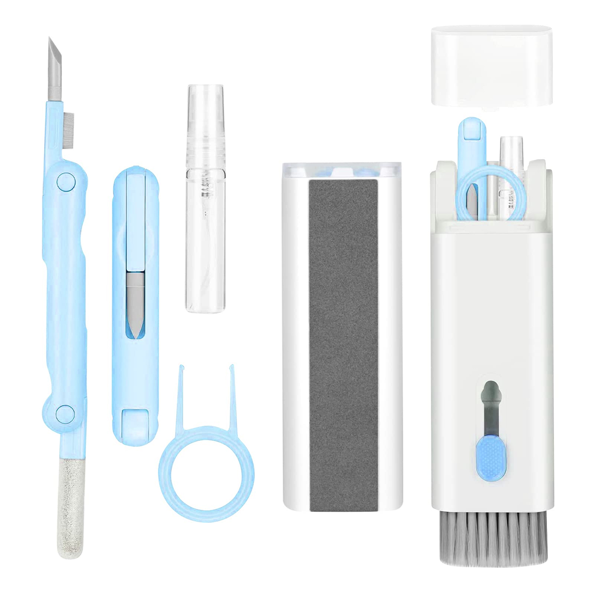 7 in 1 Cleaner Kit, Multi-Function Earbud Cleaning Pen, Soft Brush Corner Gap Duster Keycap Puller Laptop Screen Cleaner