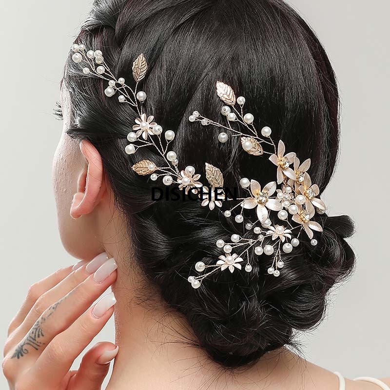 DISICHEN New Wedding Hair Accessories Crystal Pearl Hair Belt Wedding Bridal Hairband Hair Ornament Hair Jewelry Bride Headdress Headband Luxury
