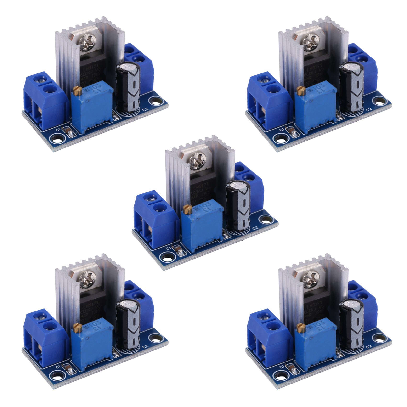 fasdaga 5X LM317 DC-DC 1.5A 1.2-37V Adjustable Power Supply Board DC Converter Buck Module
