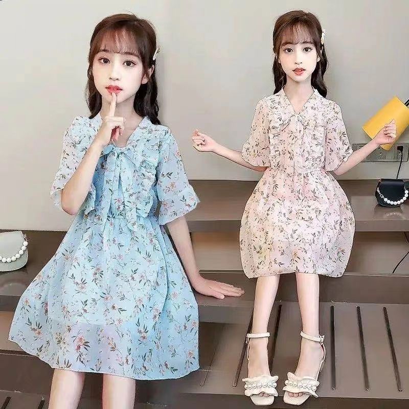 Girls Summer Dress Dress 2022 New Children's Internet Celebrity Long Skirt 6 Princess Skirt 7 Girls 8 Summer 9 Chiffon Skirt