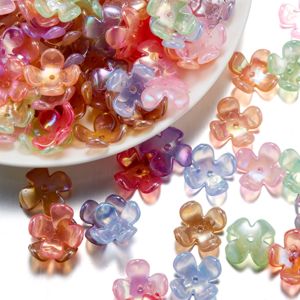St.kunkka 100pcs 15mm Fashion Four Petal Flower Beads ABS Acrylic Receptacle for DIY Necklace Bracelet Jewelry Making