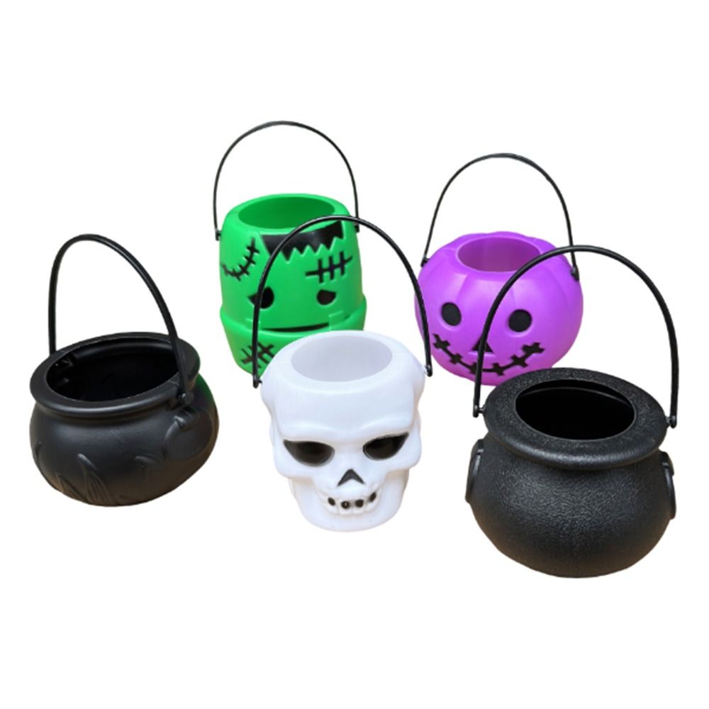 6PCS Set Spooky 6cm Size Halloween Pumpkin Jar Triangular Eyes With Lid Pumpkin Lantern Mini Basket Pumpkin Bucket Gift Giving