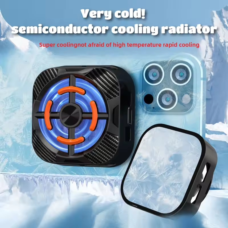 X94 Mobile Phone Cooler Wireless Semiconductor Radiator Rechargeable Magnetic Cooling Fan with Temperature Display Cell Phone Gaming Radiator Heat Sink for Live Streaming iPhone Android