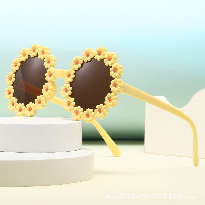 【Clearance Markdowns】2024 Children's Flower Sunglasses Boys and Girls Kids Glasses Cute Little Flowers Little Daisy Baby Sunglasses