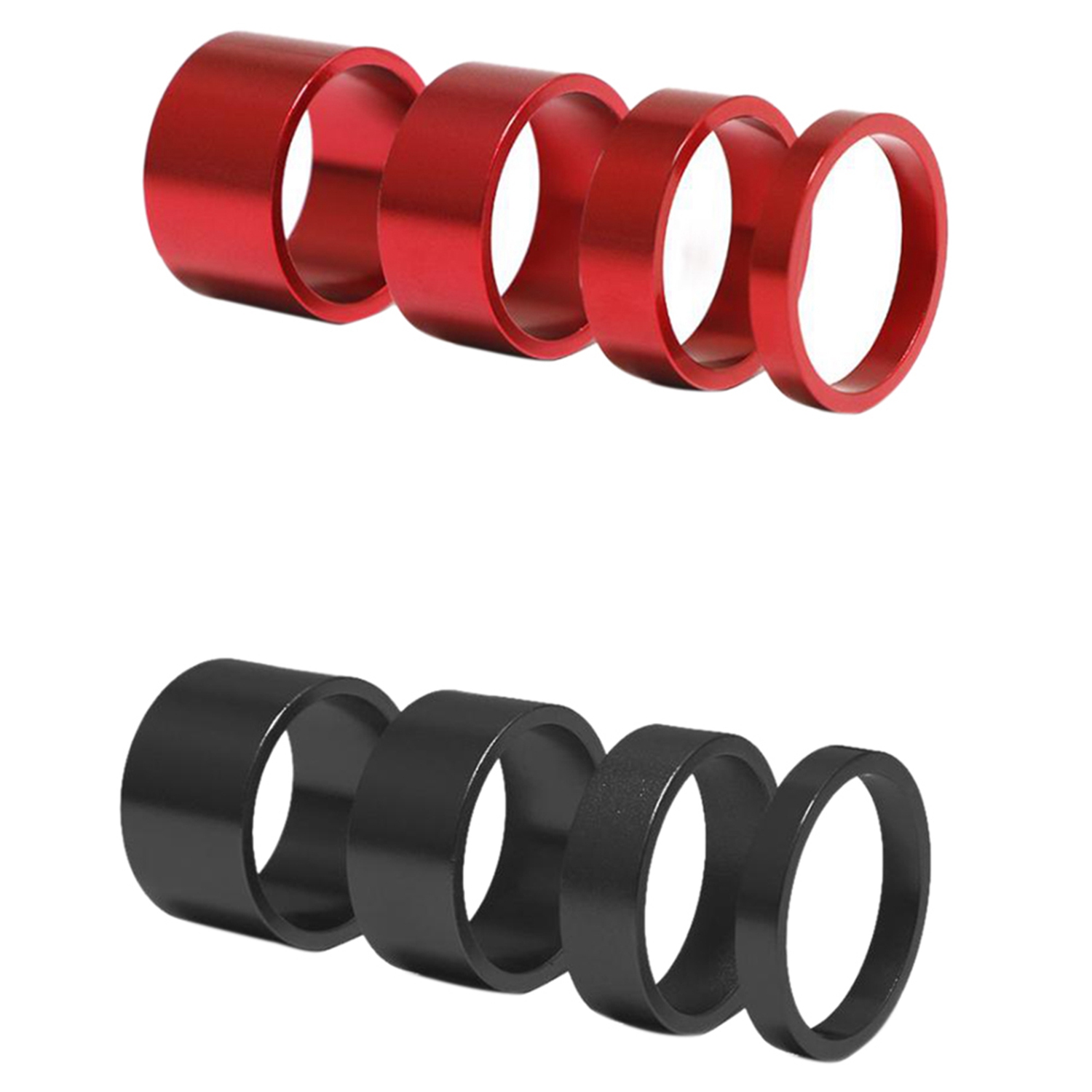 JAERBEE 8Pcs 5/10/15/20mm Aluminum Alloy Headset Stem Spacer 28.6mm Fork Washer Cap for Road Bike Cycling,Red & Black