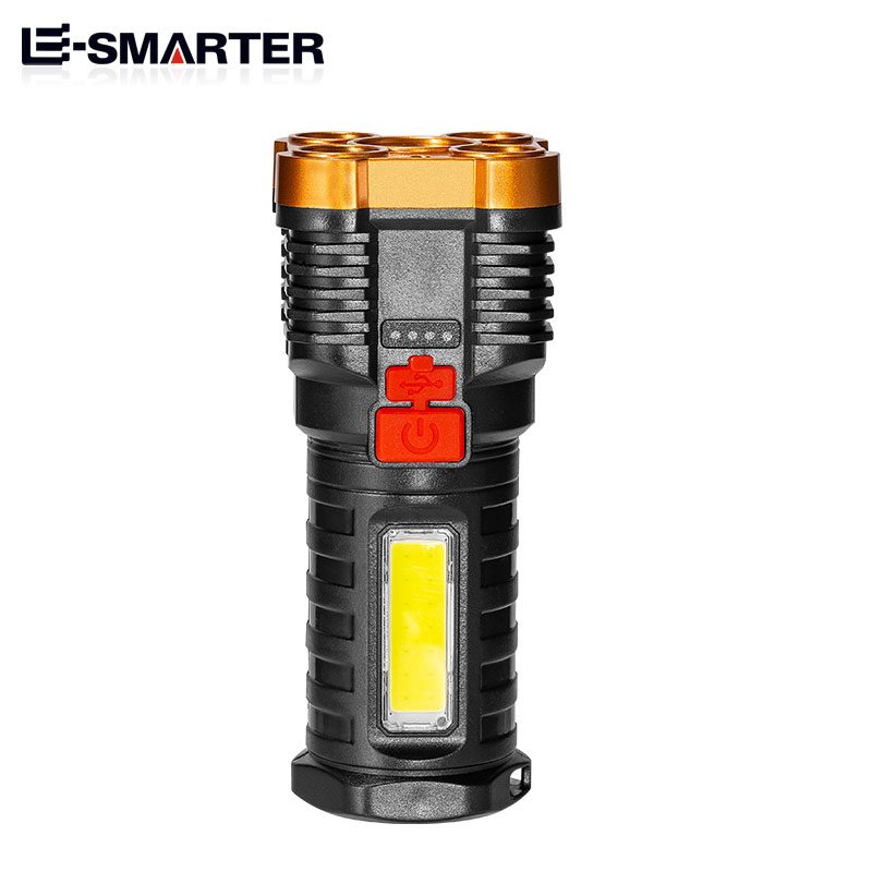2025 5LED Portable Flashlight Rechargeable Torch COB Side Light 4 Lighting Modes Camping Adventure Spotlight With Power Display
