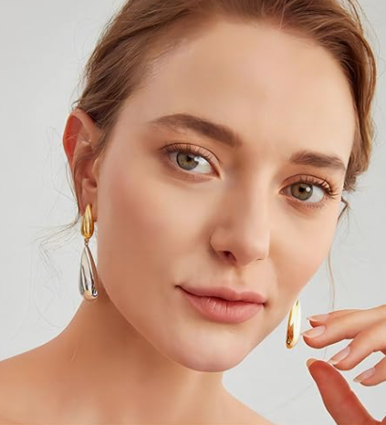 Trendy Asymmetric Water Drop Earrings for Women - Gold and Silver Color, Elegant Fashion Jewelry, Perfect Gift Accessory For Your Special One