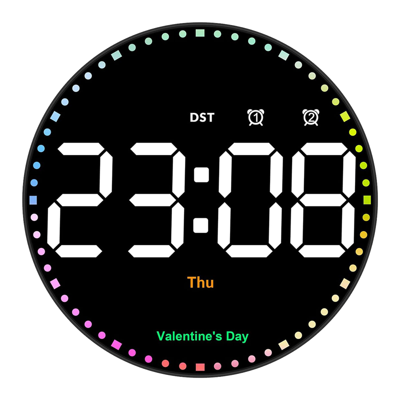 Digital Wall Clock With Colorful Light 10Inch LED Digital Clock With Remote Time Alarm Clock For Living Room Office Gym