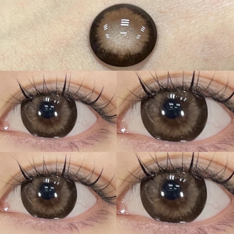 1 【Hot】 1Pair Color Contact Lenses For Eyes Color Yearly Natural Amber Gray Lens Cosmetic Soft Glasses Beauty Fashion Pupil With Lenses