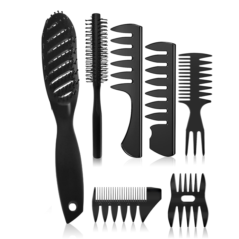 Vent Hair Brush for Men, 7Pcs Combs for Men, Hair Styling Comb Set Round Hair Brush,Wide Tooth Comb