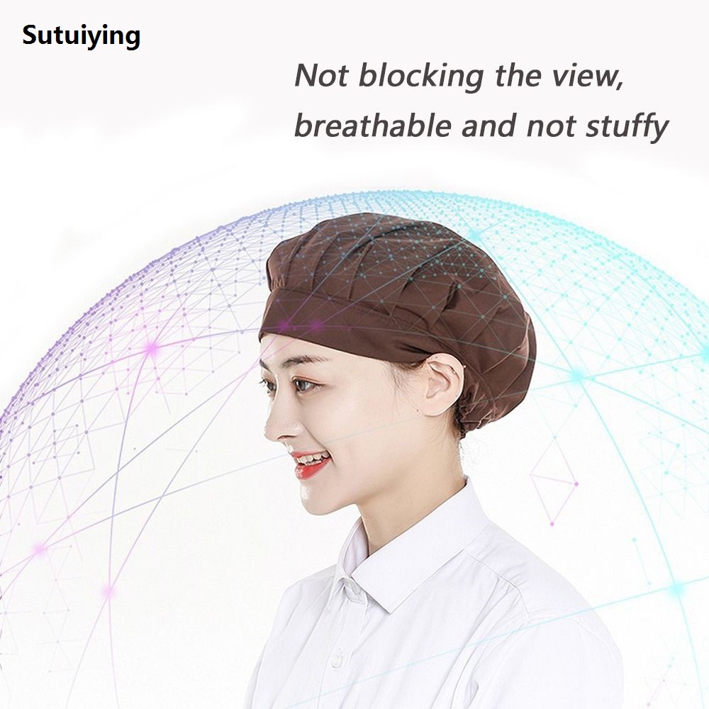 Sutuiying Women Man Cotton Dust proof Work Cap Accessories Bundled Hair Original Work Headband Chef Cap Food Service Cook Hat Canteen Catering