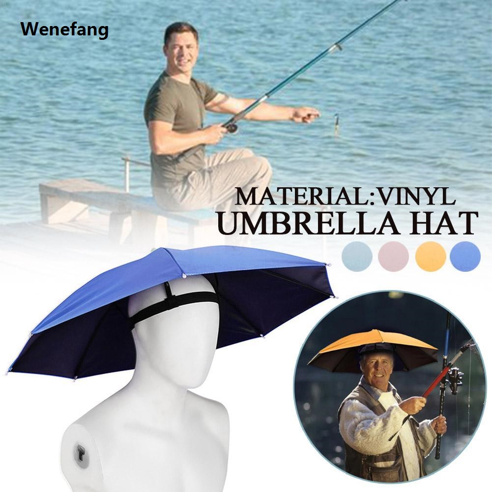 Wenefang 69cm Umbrella Hat Portable Rain Umbrella Hat Foldable Outdoor Fishing Sunshade Women Men Fishing Headwear Sun Cap Camping Hat