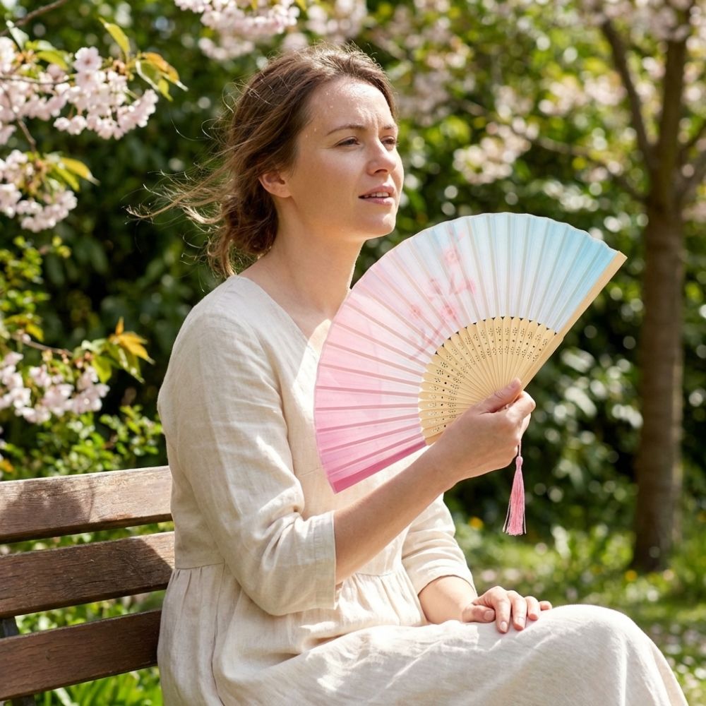 Elegant Fan Colorful Hand Folding Fan Wooden Handle Traditional Bamboo Fan with Tassel Vintage Dance Fan Home Decoration