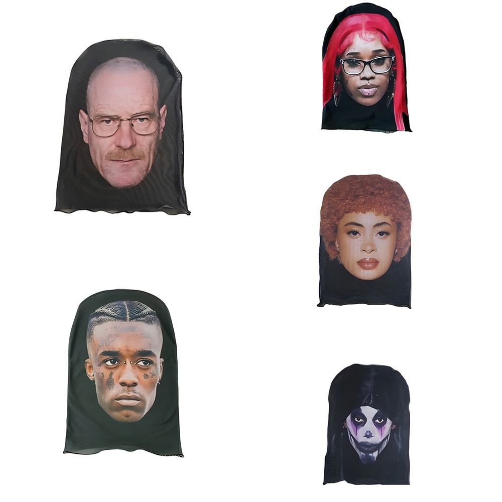 New Seamless Face Mask Funny Sunscreen 3D Mask Celebrity Face Ice Silk Head Mask Riding