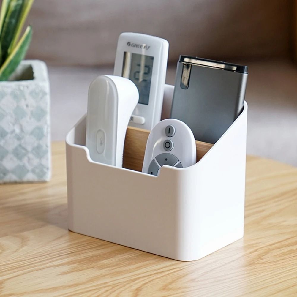 Durable 2/4 Grids Remote Controller Storage Box Multifunction Plastic Desktop Storage Box Cosmetic Storage Living Room Organizer