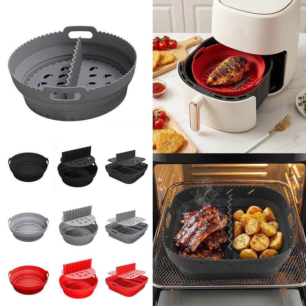 Reusable Separate Silicone Air Fryer Liner Square Round Foldable Air Fryer Pad Heat Resistant Non-slip Air Fryer Basket Kitchen Accessories