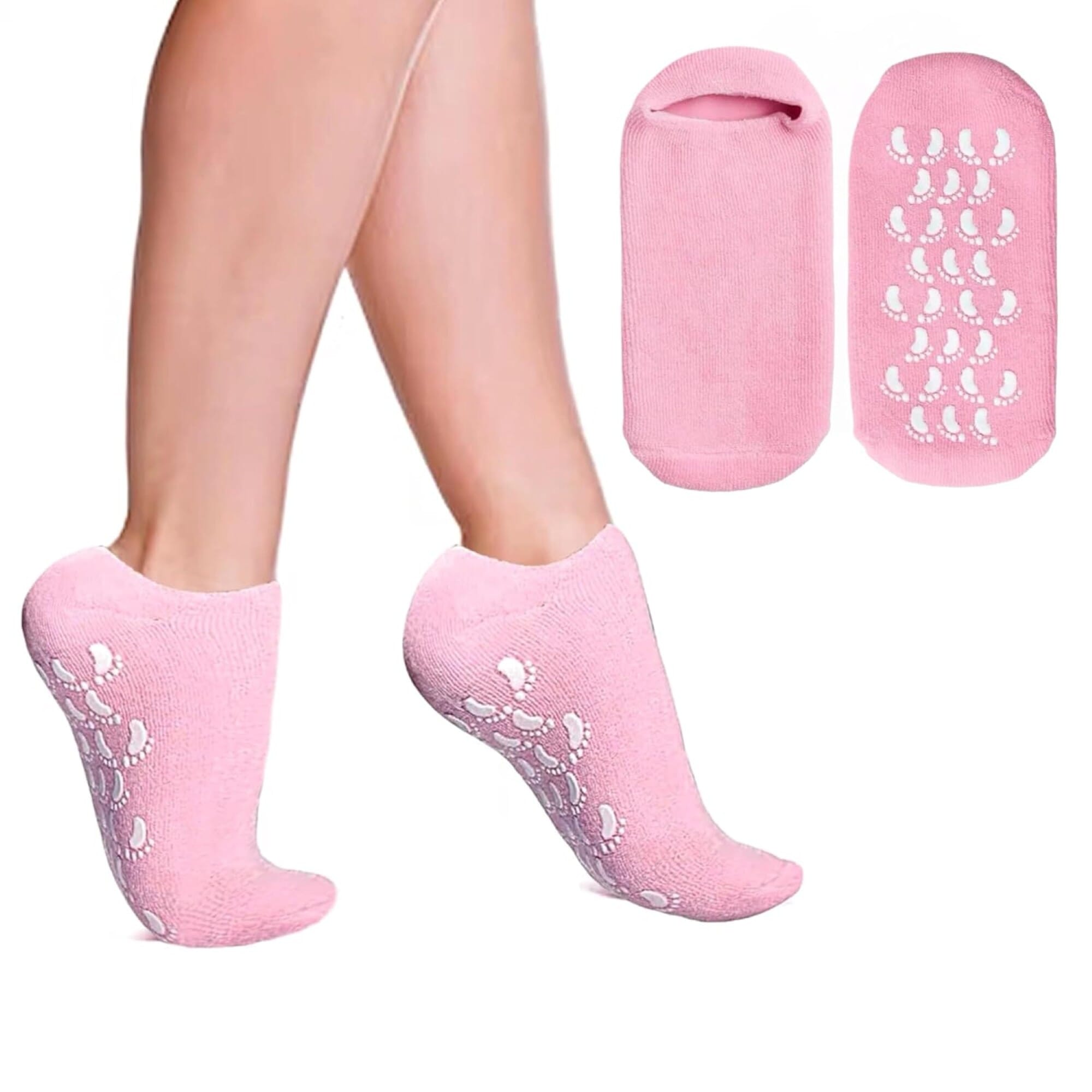 Gel Lined Foot Silicone Socks for Dry Cracked Feet Women Moisturizing Socks Soft Lotion Socks Reusable Spa Socks for Repairing Gel Lining Infused