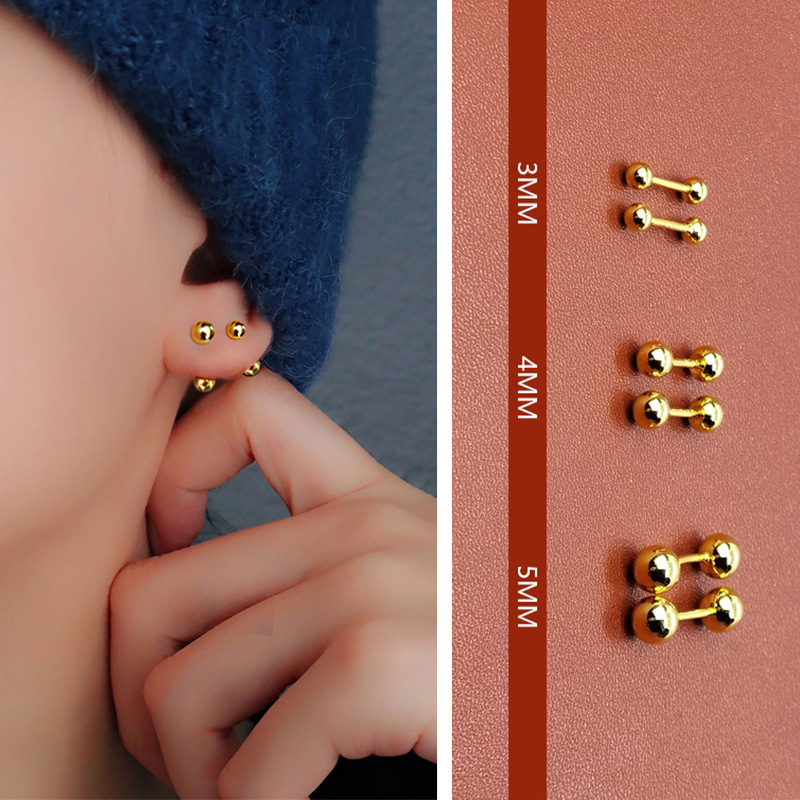 【Mega Sale】925 Silver Earrings Men's 2023 New Fashion Plated Gold Earrings Raising Ear Holes Ear Bone Nails Women's Ear Nails