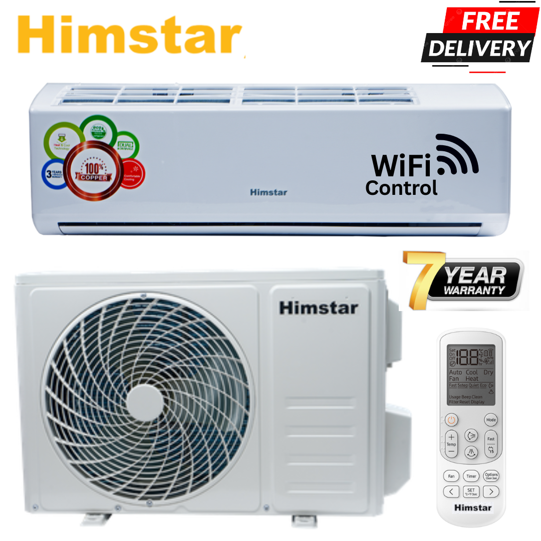 Himstar 1 Ton Smart Inverter Split Air Conditioner AC - HA-12IEHWJ/HE With Cooling & Heating Mode, Wi-Fi Connectivity and 7 Years Warranty.