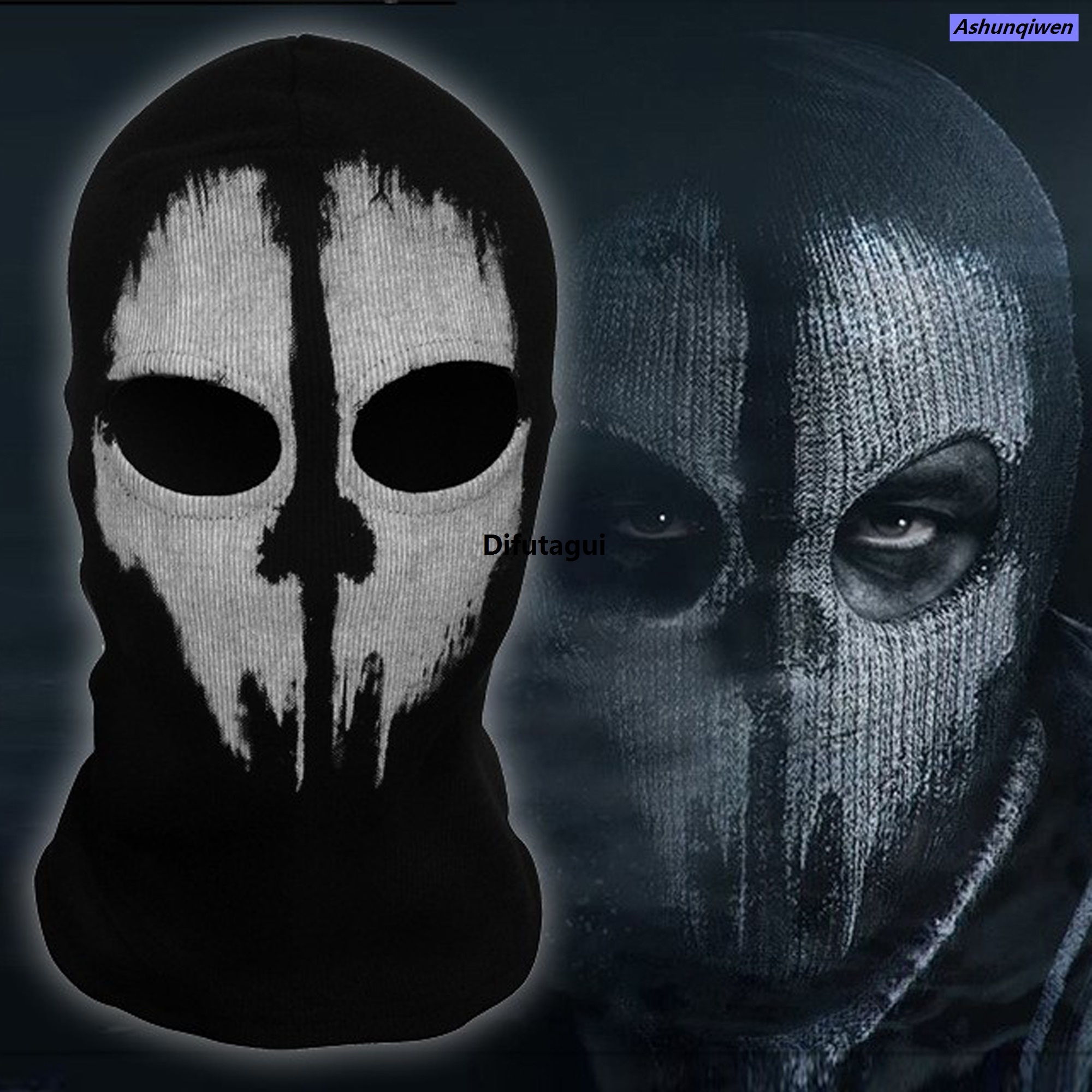 Difutagui Unisex Cotton Balaclava Ghost Skeleton Mask Skull Ski Headwear Sales promotion Scarf Hood Motorcycle Helmet for Outdoor Motorcycle Hiking