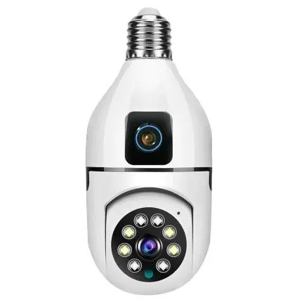Dual Lens Bulb Camera Two Ways Audio Color Night Vision Smart Home Security Wireless WIFI Indoor Camera