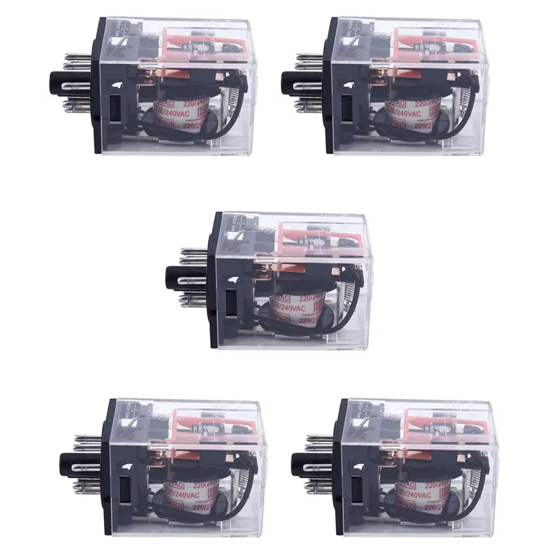 ARELENE 5X AC 220V/230V Coil Voltage PCB Power Relay 8 Pins DPDT 2NO 2NC MK2P-1