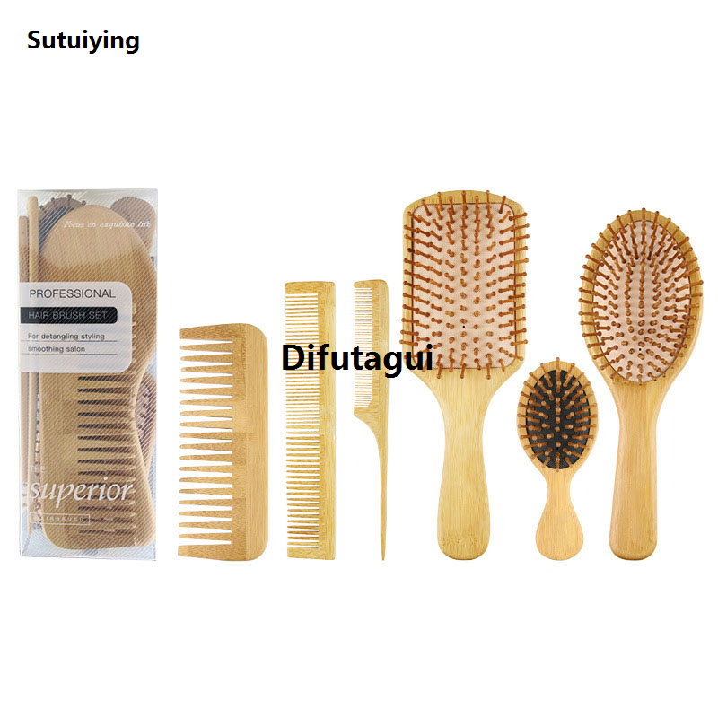 Difutagui Bamboo Wooden Hair Brush Massage Comb Scalp Massager for Hair Growth Sales 2025 promotion Anti-static Straightening Brush Soft Beard Baby Beech Brush