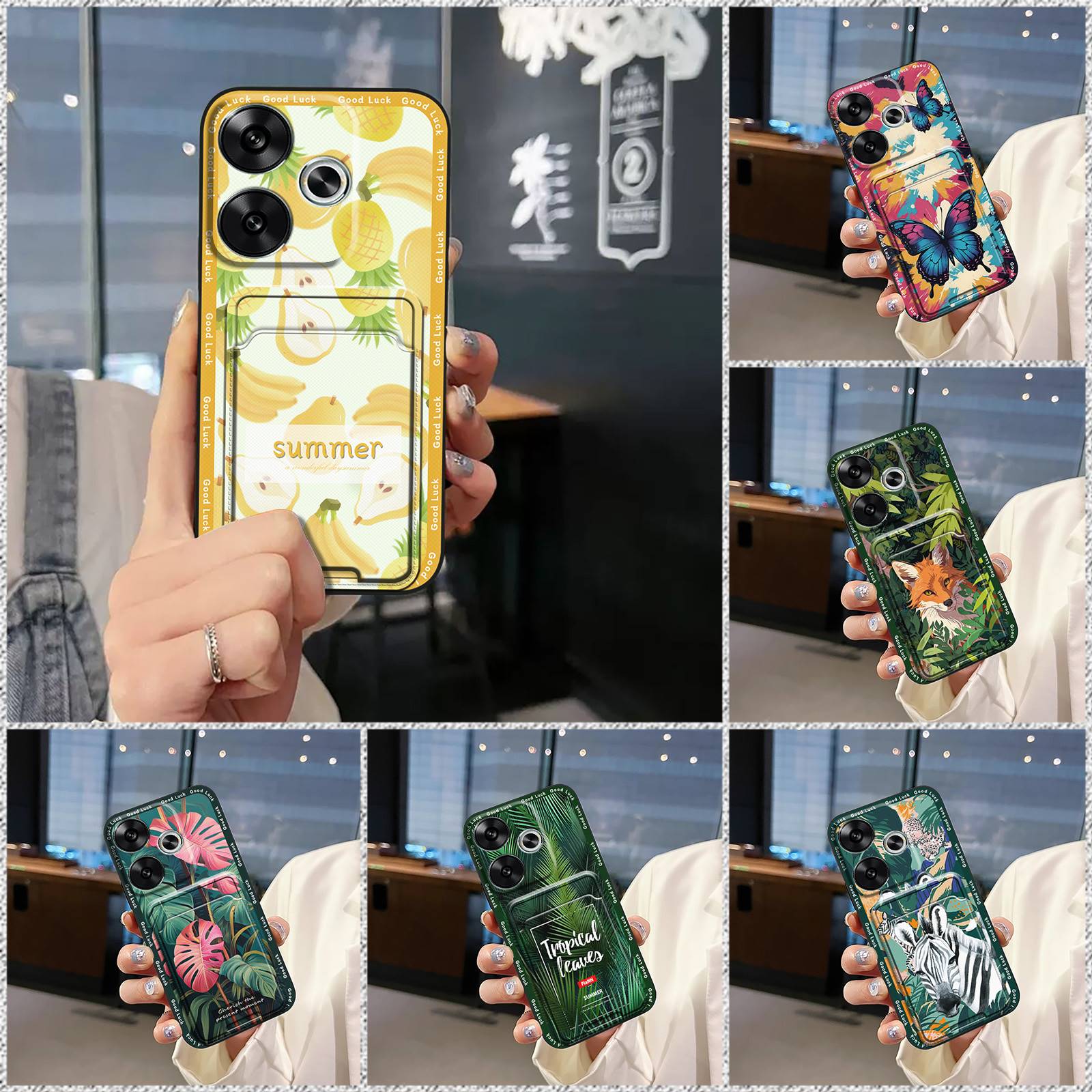 Dirt-resistant Card sleeve Phone Case For Redmi Turbo3/Xiaomi Poco F6 5G Shockproof Graffiti Anti-knock Card bag TPU