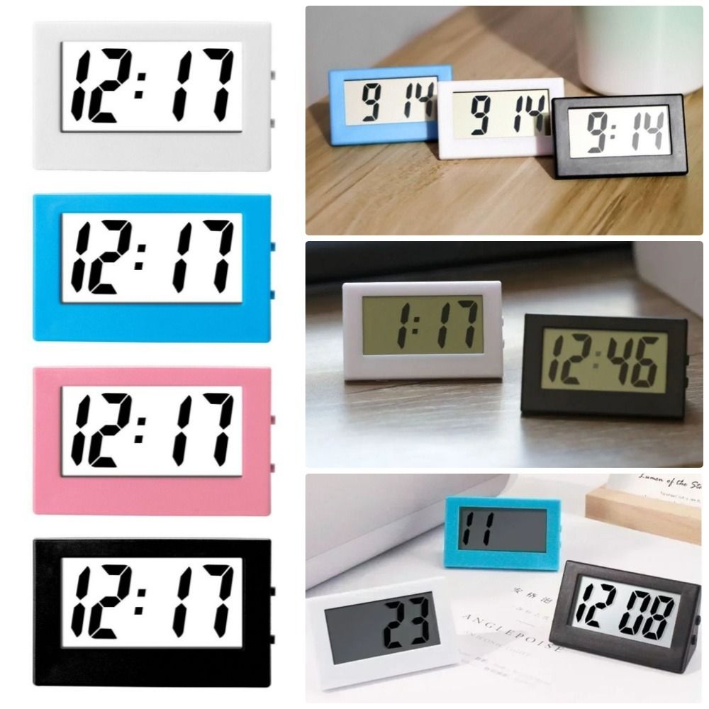1Pcs New Time Display Mini Triangle Clock Simple Portable LCD Digital Dashboard Clock Silent Small Desktop Electronic Clock For Home Bedroom Office Car